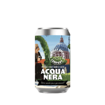 Canette de bière Acqua Nera Imperial Stout Cacao Vanille Brasserie Piggy Brewing Company